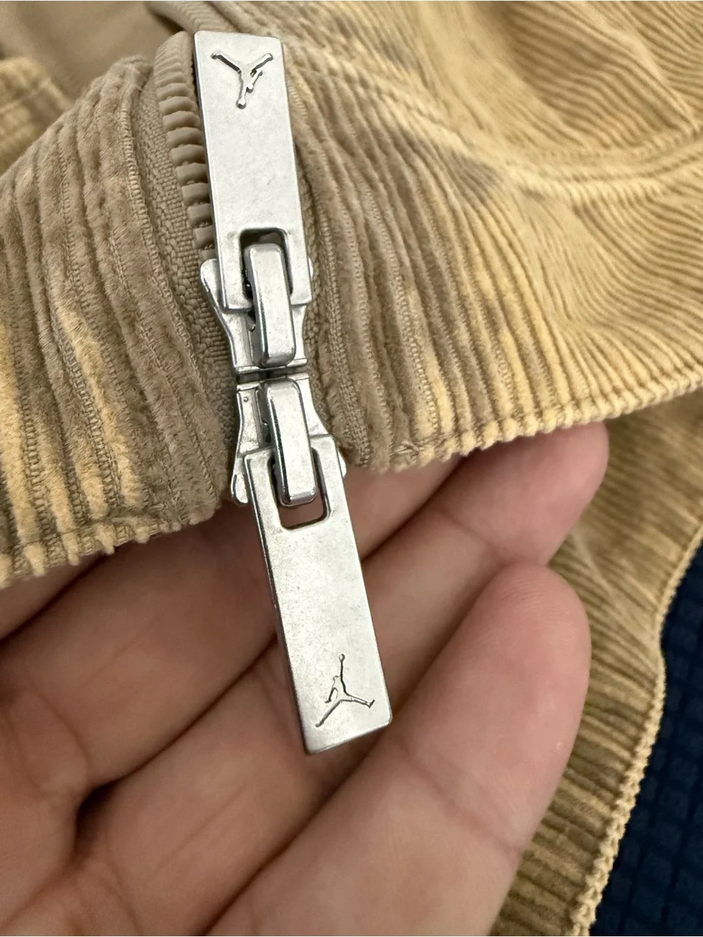 Jordan Men's Corduroy Accessory in Tan with Silver Jumpman Zipper
